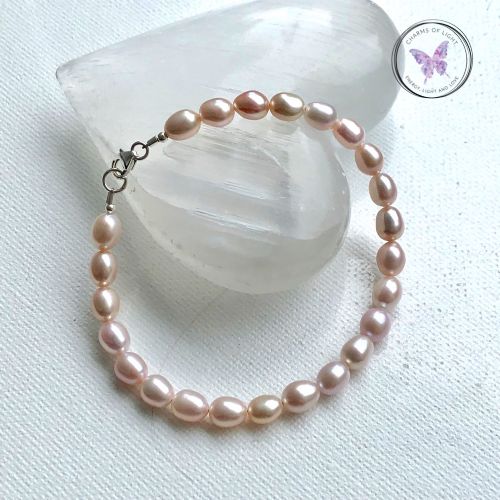 Pink Pearl Bracelet With Silver Clasp